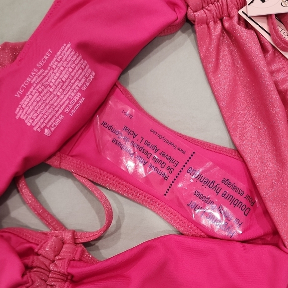 Victoria's Secret Glittery Metallic Pink High-Cut Bikini - Picture 7 of 8